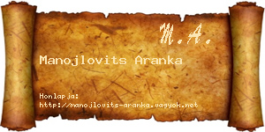 Manojlovits Aranka névjegykártya